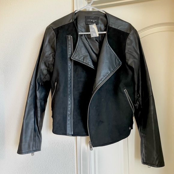LUCKY BRAND FITTED BLACK LEATHER JACKET - Picture 1 of 4